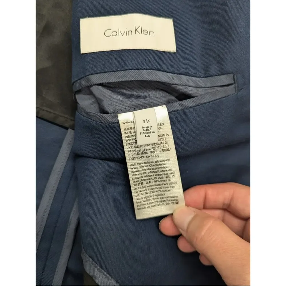Calvin Klein Sport Coat Blue Blazer Suit Jacket Mens sz Small Linen Blend